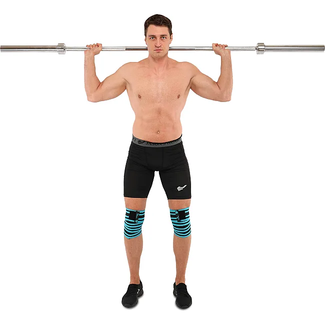 Коленные бинты для приседаний KNEE WRAPS LiveUp LP8724 2шт (Синий-черный)
