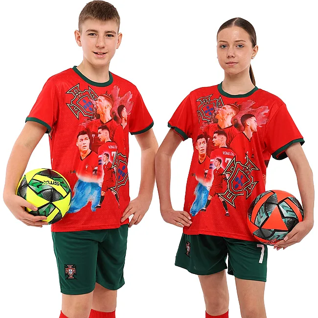 Дитяча футбольна форма RONALDO 7 SP-SPORT CO-7362 (Червоно-зелений)