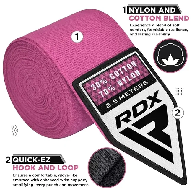 Бинты для бокса RDX Hand Wraps Pink (2.5м.)