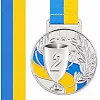 Медаль спортивна зі стрічкою SP-SPORT UKRAINE з українською символікою C-6834 (Срібний)