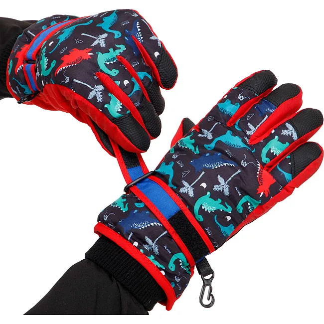 Перчатки лыжные детские зимние LUCKYLOONG C-1699 (Черный-красный)
