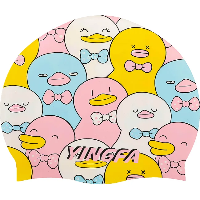 Детская шапочка для плавания YINGFA K0012 (Розовый-желтый)