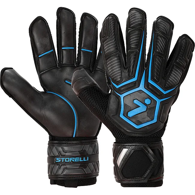 Вратарские перчатки
 с защитой пальцев STORELLI FB-905 (Черный-синий)