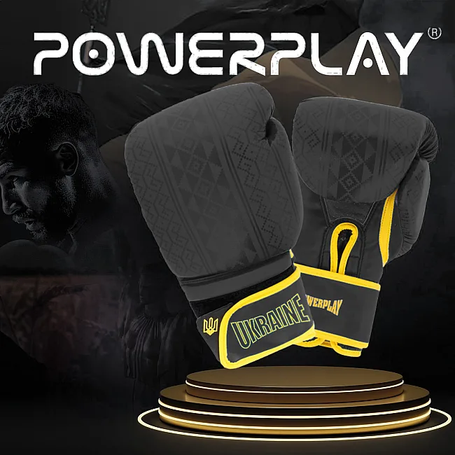 Боксерські рукавиці PowerPlay 3021 Ukraine Чорно жовті