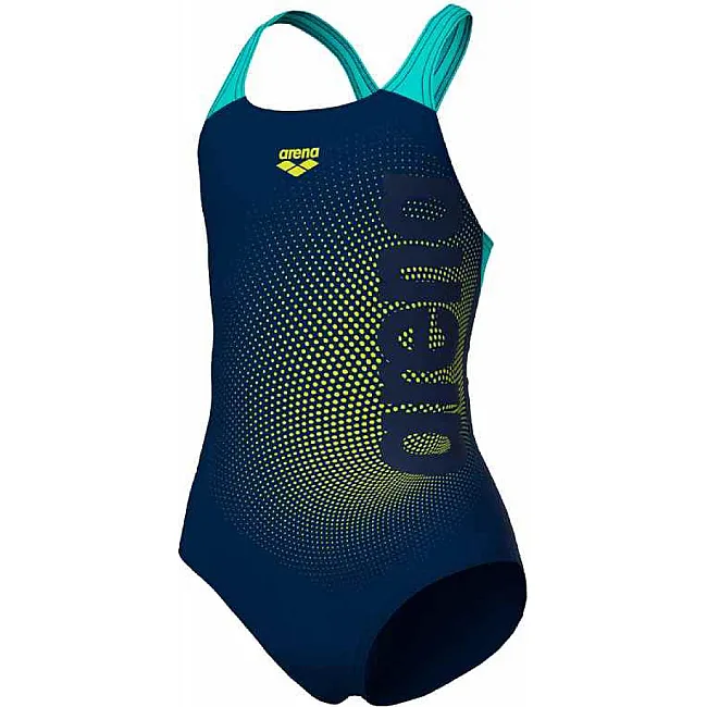 Купальник для девочек Arena DIM LIGHT SWIMSUIT SWIM PRO BA черный, желтый, бирюзовый