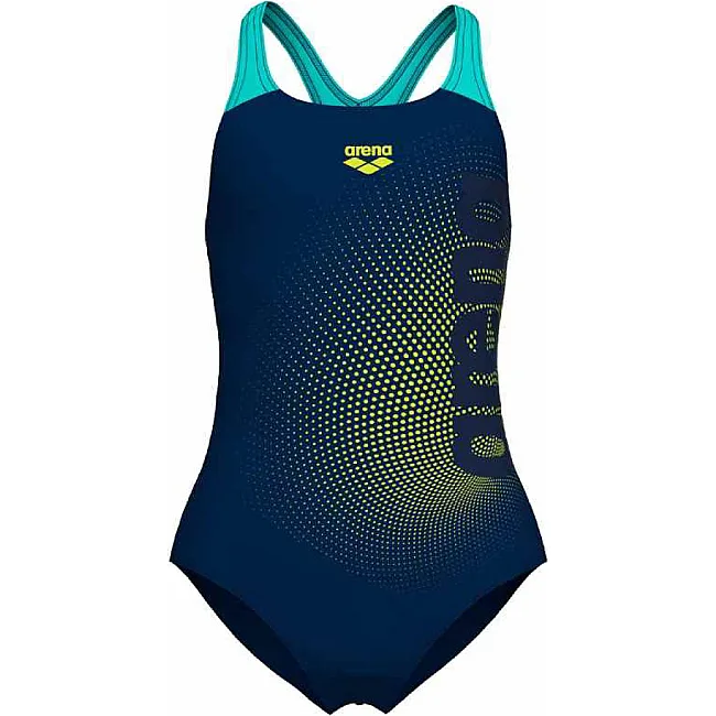 Купальник для девочек Arena DIM LIGHT SWIMSUIT SWIM PRO BA черный, желтый, бирюзовый