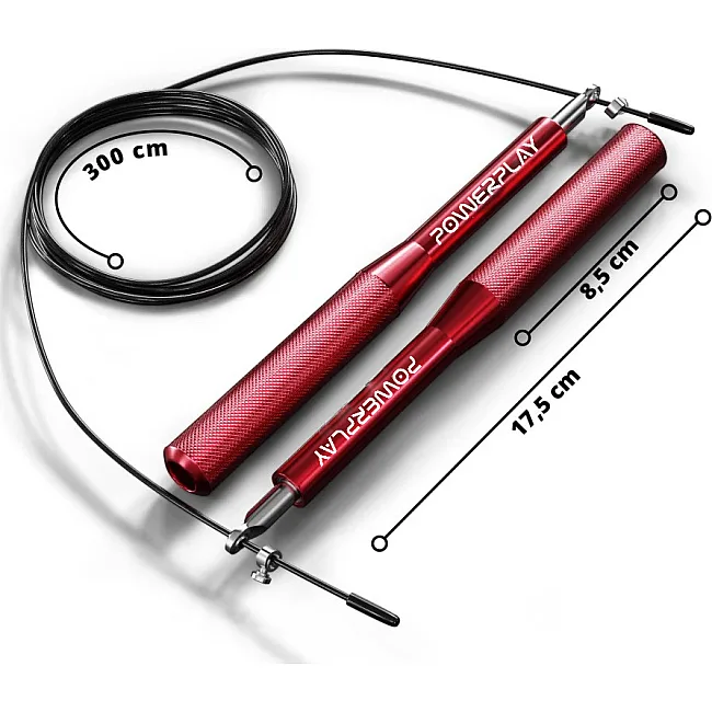 Скакалка скоростная на подшипниках алюминиевая PowerPlay 4207 Elite Jump Rope Красная (3m.)