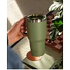 Термостакан (изолированная чашка) Bohtal с ручкой из нержавеющей стали Tumbler Green 900 ml