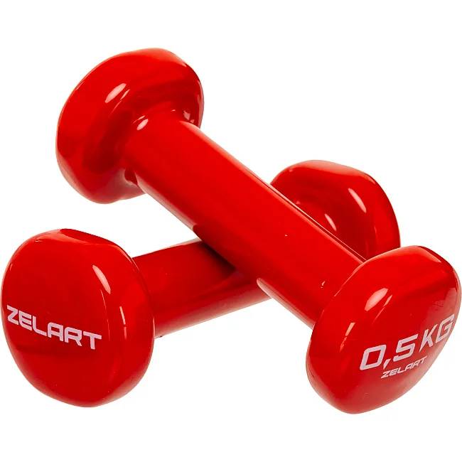 Гантели для фитнеса виниловые ZELART Beauty TA-5225-0_5 2шт 0,5кг (Красный)
