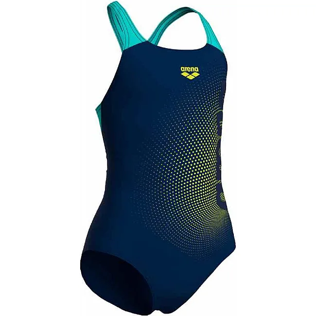 Купальник для девочек Arena DIM LIGHT SWIMSUIT SWIM PRO BA черный, желтый, бирюзовый