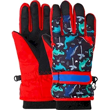 Перчатки лыжные детские зимние LUCKYLOONG C-1699 (Черный-красный)