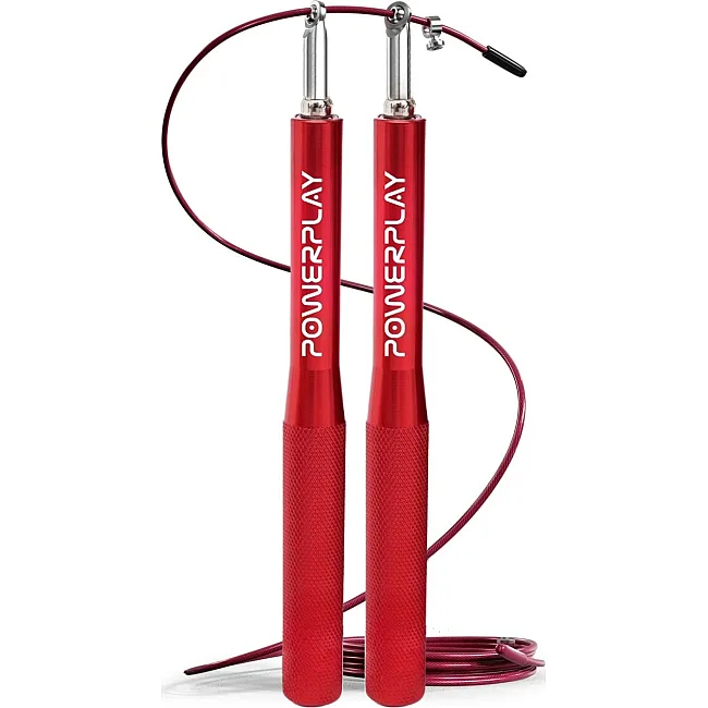 Скакалка скоростная на подшипниках алюминиевая PowerPlay 4207 Elite Jump Rope Красная (3m.)