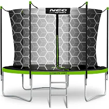 Батут Neo-Sport с внутренней сеткой 8 футов 252 см черно-зеленый