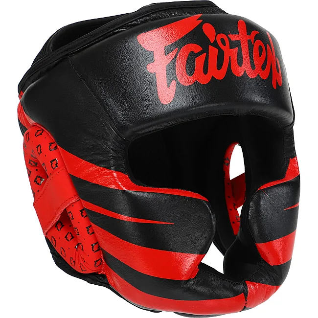 Тренировочный шлем для бокса кожа
 FAIRTEX
 BO-0614 (Красный-черный)