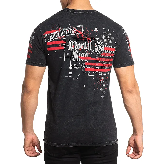 Футболка мужская AFFLICTION Mortal Saints Tee Black Lava Wash