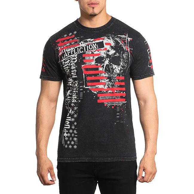 Футболка мужская AFFLICTION Mortal Saints Tee Black Lava Wash