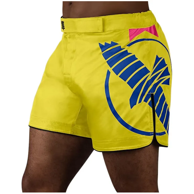 Шорты для ММА HAYABUSA Mid-Thigh Icon Yellow Blue