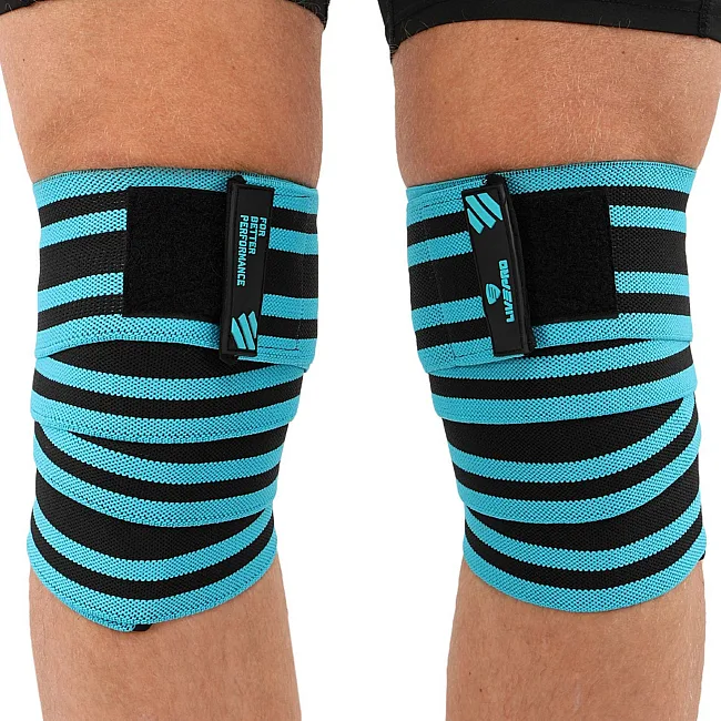 Коленные бинты для приседаний KNEE WRAPS LiveUp LP8724 2шт (Синий-черный)