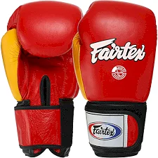 Перчатки для бокса кожа FAIRTEX FTX065 (Красный-желтый)