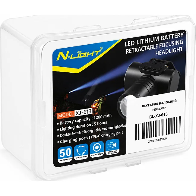 Налобный фонарик N-Light BL-XJ-613 (Черный)