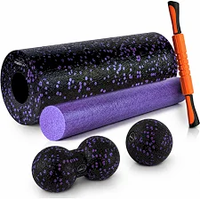 Масажний набір PowerPlay PP_4015 EPP Foam Roller Set 4in1 (2-ва роли + 2-ва м'ячі) Чорно-Фіолетовий