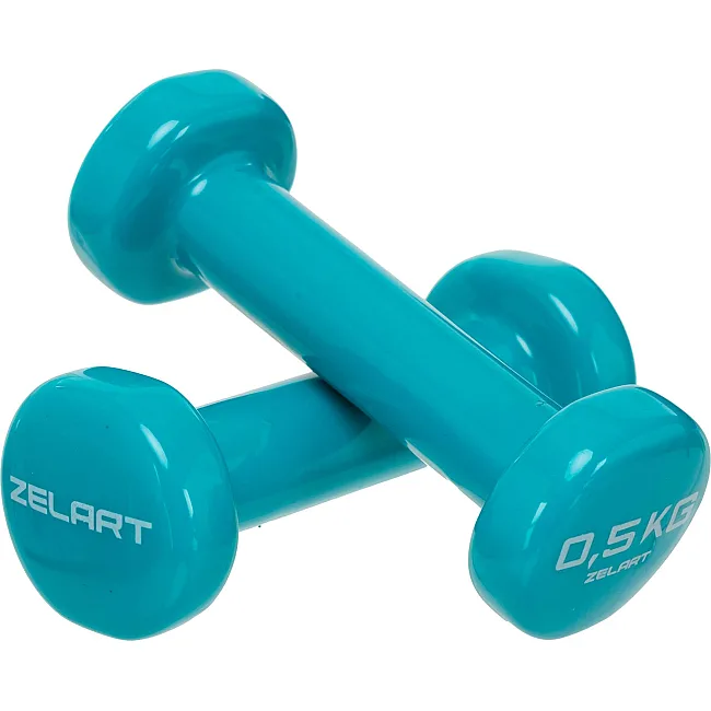 Гантели для фитнеса виниловые ZELART Beauty TA-5225-0_5 2шт 0,5кг (Бирюзовый)