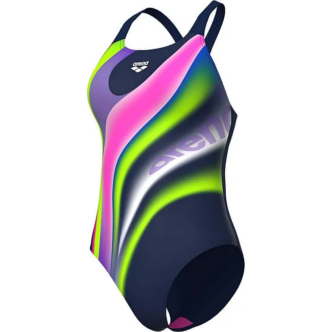 Купальник закритий для жінок Arena WATER FLUIDS SWIMSUIT SWIM PRO темно-синій, рожевий, салатовий