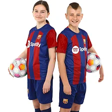 Футбольна форма дитяча із символікою клубу BARCELONA домашня 2024 SP-PLANETA CO-6254 6-14 років