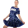 Костюм для чирлидинга кроп-топ и юбка клёш с блестящими пайетками SP-SPORT CO-100 (Синий)
