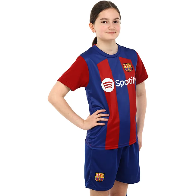 Футбольна форма дитяча із символікою клубу BARCELONA домашня 2024 SP-PLANETA CO-6254 6-14 років