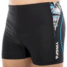 Плавки мужские YINGFA Y3955 (Черный-голубой)