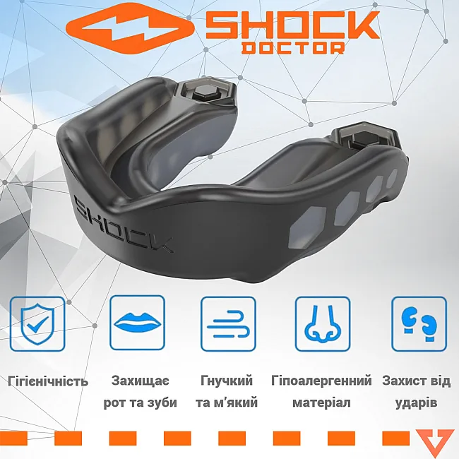 Капа для бокса Shock Doctor Gel Max детская (возраст до 10 лет) Black (art. 6210-BK-YTR)
