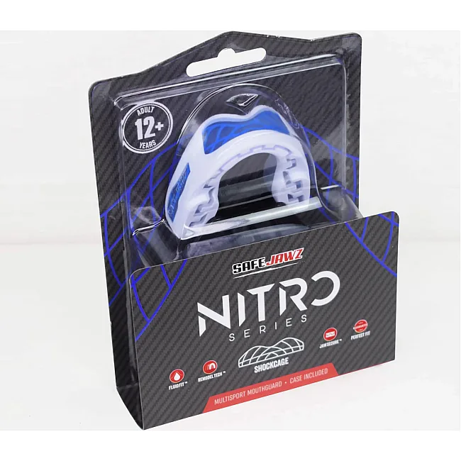 Капа для бокса SafeJawz Nitro Series White & Blue Adult