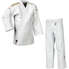 Кимоно для дзюдо Champion II с лицензией IJF Slim Fit (белый/золотые полосы) ADIDAS J-IJF-SMU