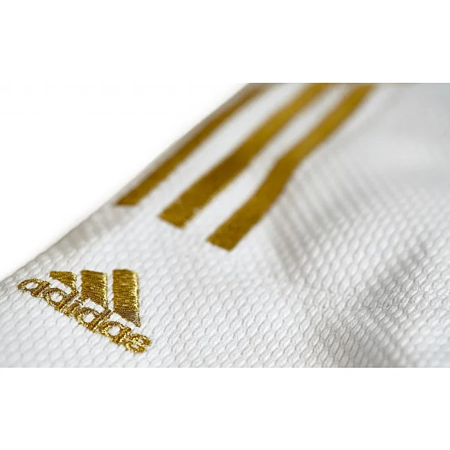 Кимоно для дзюдо Champion II с лицензией IJF Slim Fit (белый/золотые полосы) ADIDAS J-IJF-SMU