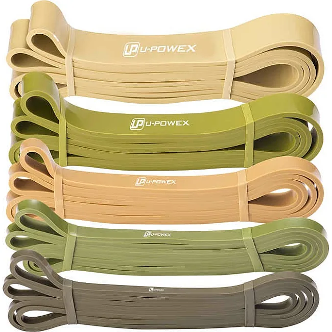 Резиновые петли для тренировок U-POWEX Pull up band set 5шт (3.6-56-7кг) Olive