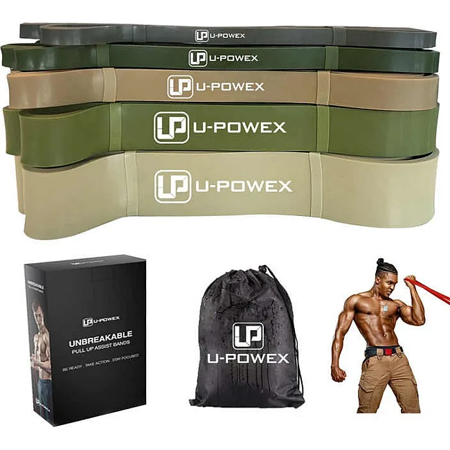Резиновые петли для тренировок U-POWEX Pull up band set 5шт (3.6-56-7кг) Olive