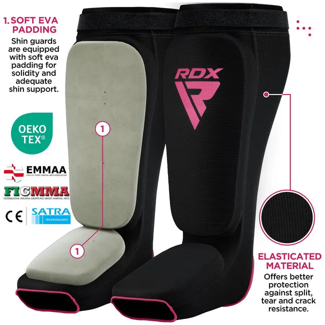 Защитные щитки для ног RDX Hosieri Shin Instep Guard Black Pink