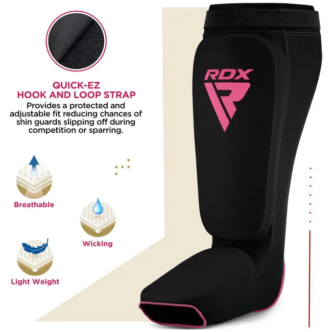 Защитные щитки для ног RDX Hosieri Shin Instep Guard Black Pink