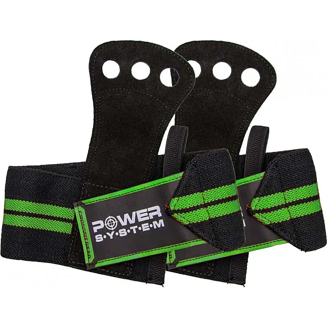 Накладки гимнастические Power System Crossfit Grip PS-3330 Black/Green (Пара)