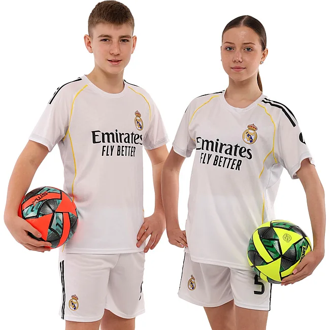 Футбольная форма детская с символикой клуба REAL MADRID BELLINGHAM 5 домашняя 2026 SP-SPORT CO-7341 (Белый)