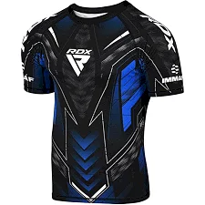 Футболка компресійна RDX COMPRESSION SHIRT HALF SLEEVES IMMAF-1 чорний, синій