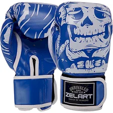 Перчатки для бокса FLEX ZELART SKULL BO-5493 (Синий)