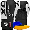 Боксерские перчатки RDX F4 Boxing Sparring Gloves Hook&Loop WHITE/BLACK (капа в комплекте)