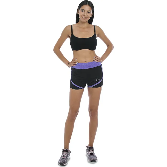 Спортивные шорты
 двойные 2 в 1 женские UNDER ARMOUR
 E307 (Черный-фиолетовый)
