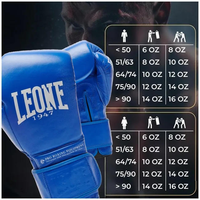 Боксерские перчатки Leone GN111 THE GREATEST Blue (бинты 4 м. в комплекте)