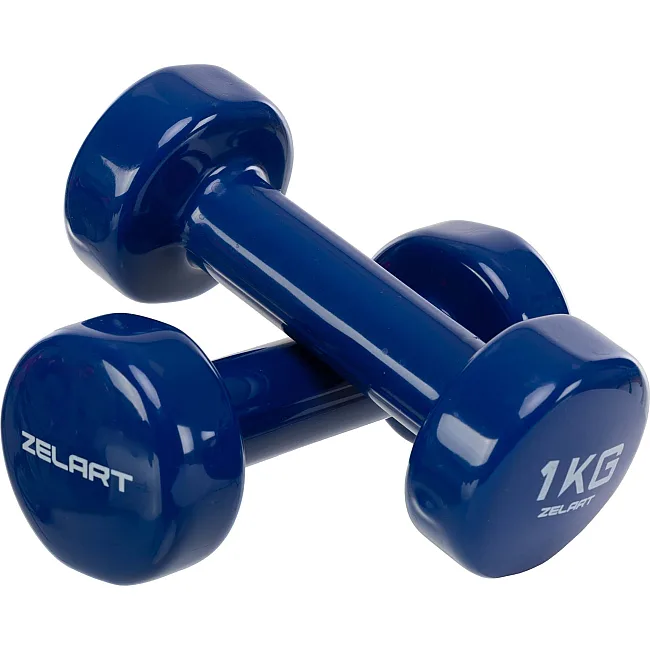 Гантели для фитнеса виниловые ZELART Beauty TA-5225-1 2шт 1кг (Синий)