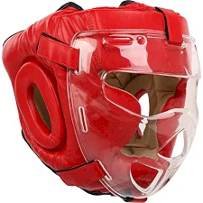 Шлем защитный для единоборств со съемной пластиковой маской FLEX MATSA MA-0719 (Красный)