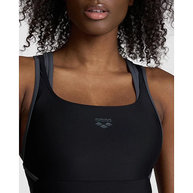 Купальник закрытый для женщин Arena SWIMSUIT SOLID CONTROL HI-POWE черный, серый