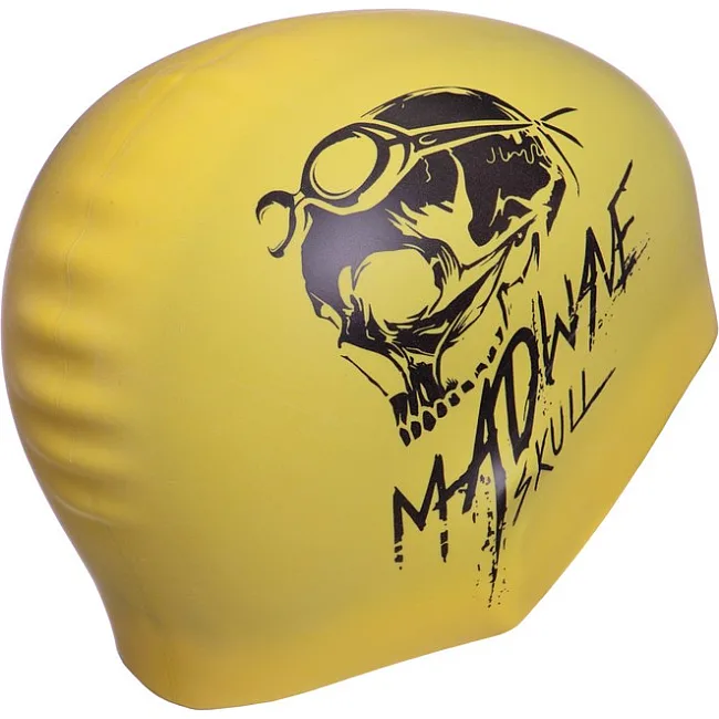 Двухсторонняя шапочка для плавания
 силиконовая для взрослых MADWAVE
 SWIM SCULL reversible M055025 (Черный-желтый)